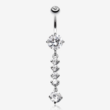 Classy Multi Gem Belly Button Ring-Clear Gem